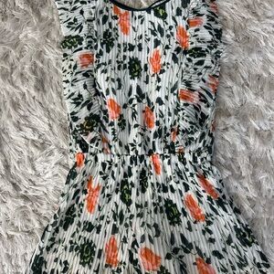 Club Monaco White and Green Pleated Romper